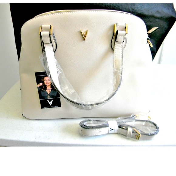 Vanessa Williams Lush Collection Round Satchel w/Strap & Dust Bag NEW IN PLASTIC - Picture 1 of 6